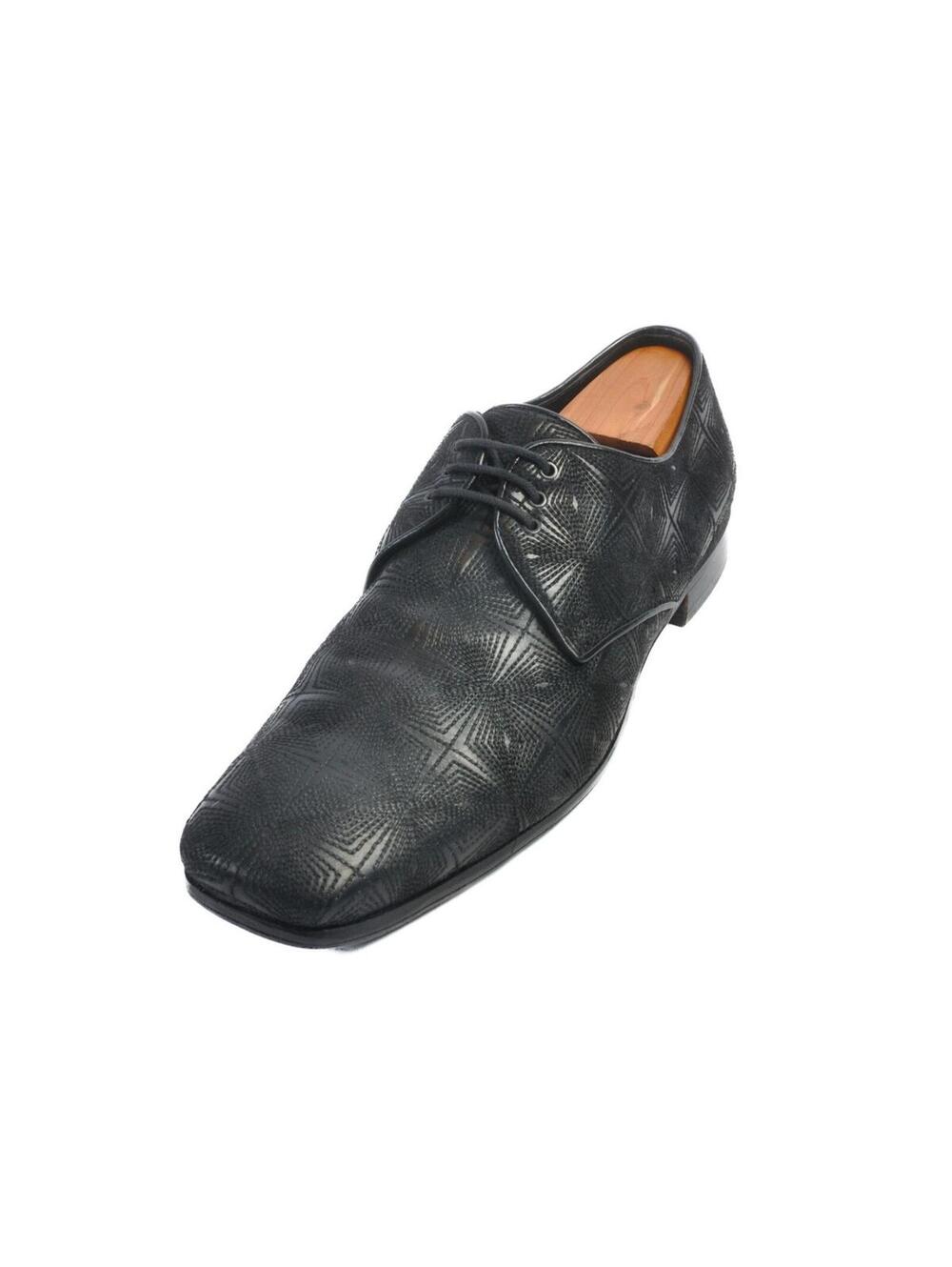 Prada Black Embroidered Leather Shoes 37542